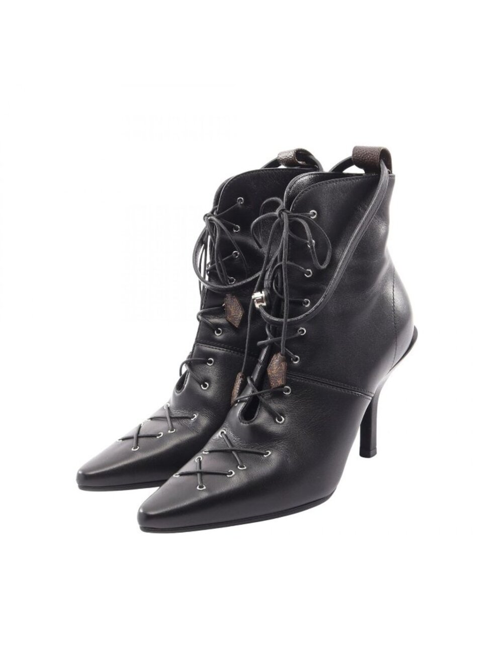 Louis Vuitton Boots LV Janet Line Ankle Black Leather Short